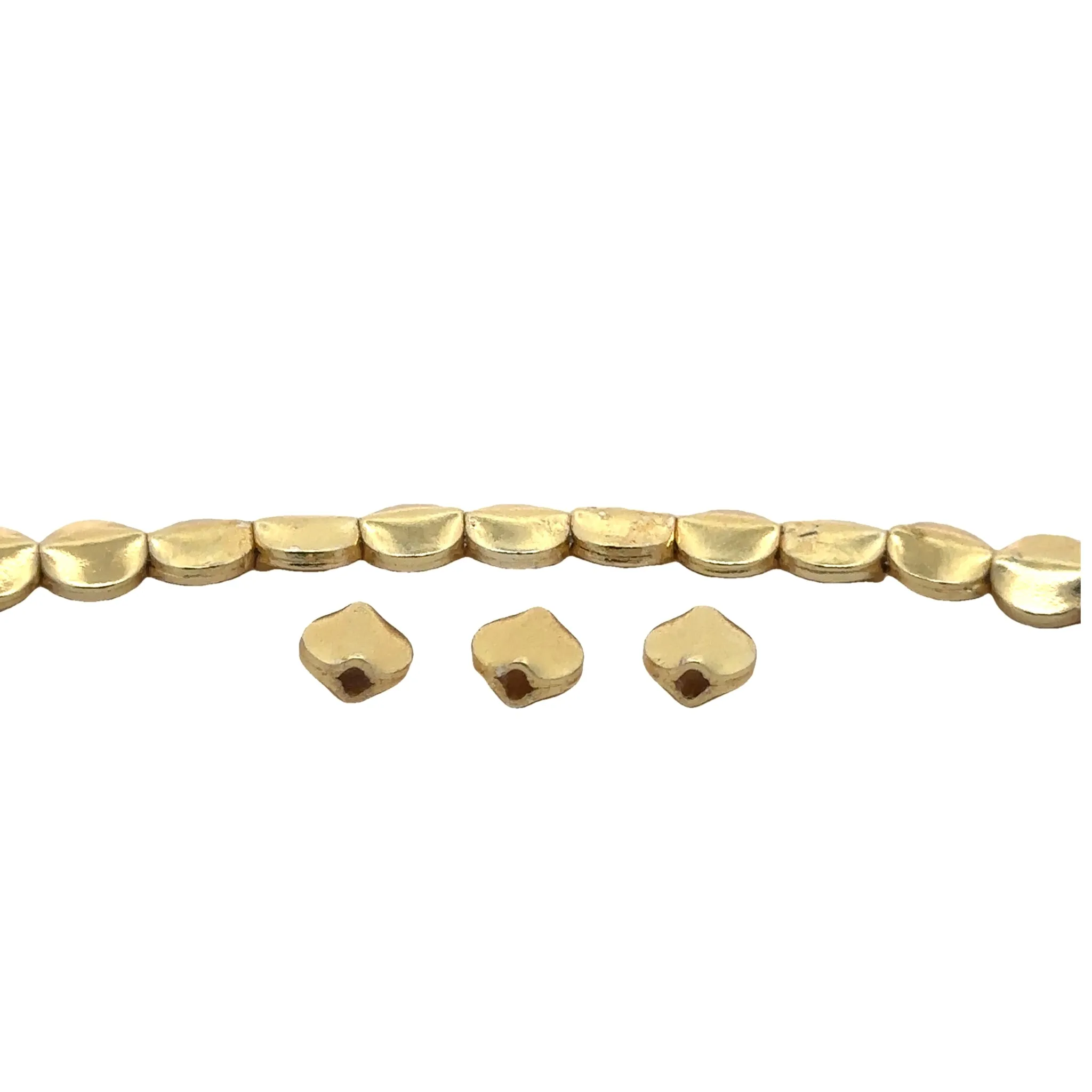 1 Strand of lentils Bead Gold Finish And Silver Plated  Sizes: 7mmX7mm (30 Bead In strand)