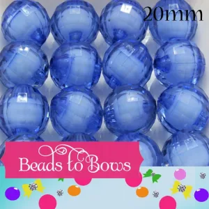 20mm Blue Bead In A Bead, Bubblegum Beads, Faceted Chunky Beads, Transparent Bubblegum Bead, Chunky Necklace Supply Bead, Jewelry Bead