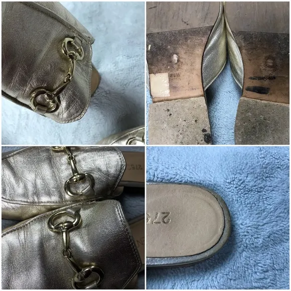 275 Central Gold 784 Leather Horsebit Mule Slide