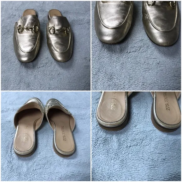 275 Central Gold 784 Leather Horsebit Mule Slide