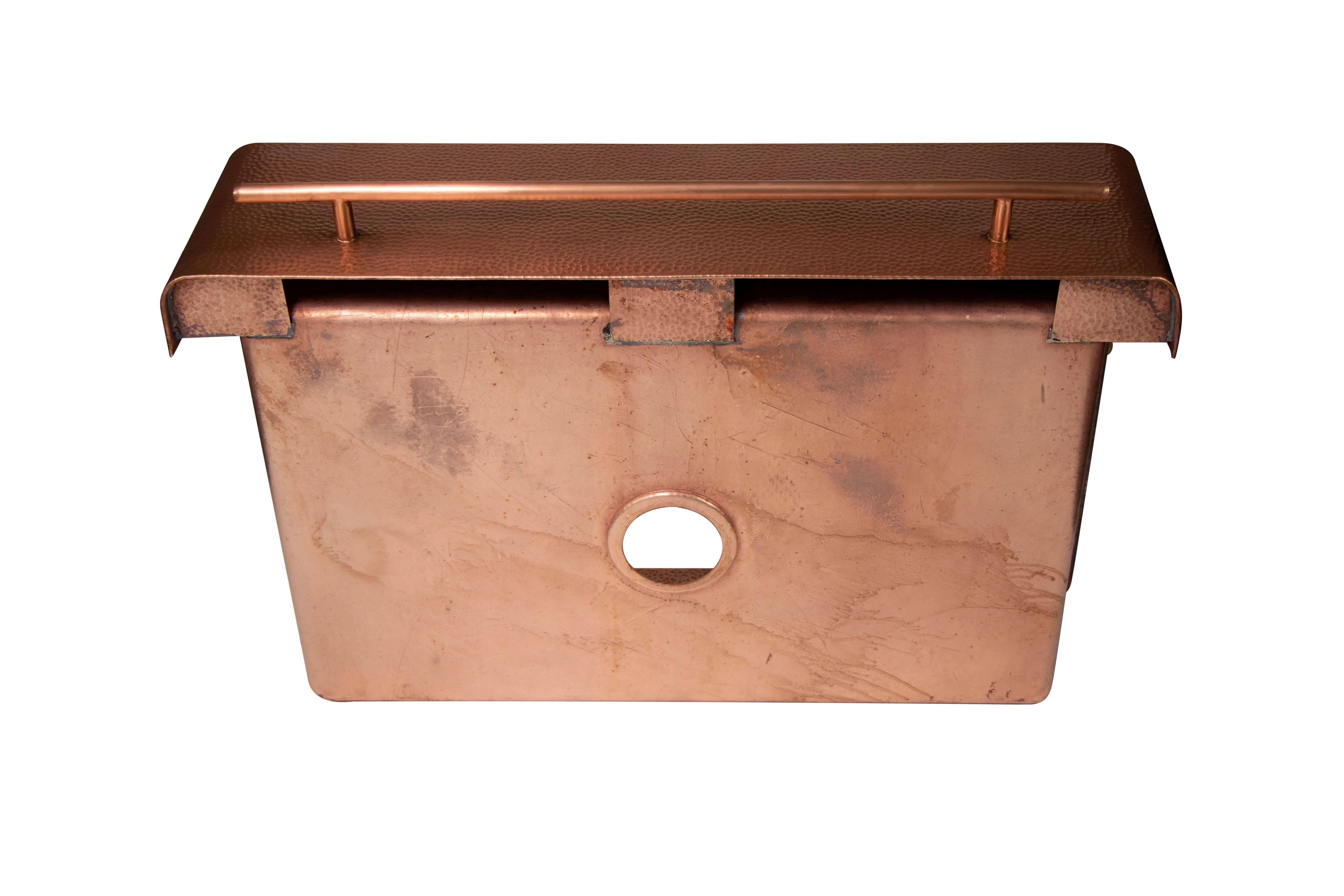 33" Farmhouse Single Well Towel Holder Straight Apron Hammered Copper Kitchen Sink