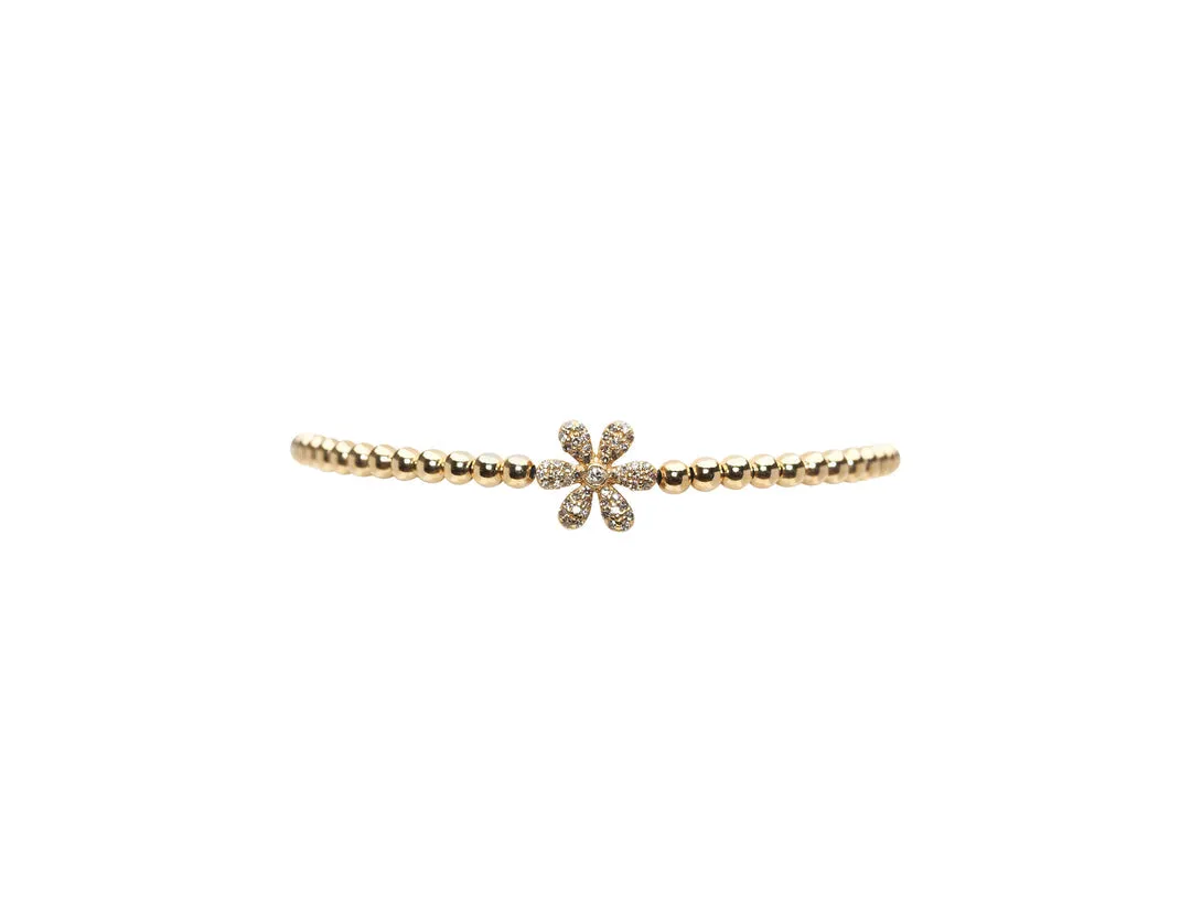 3mm Signature Bracelet With 14K Diamond Flower Bead