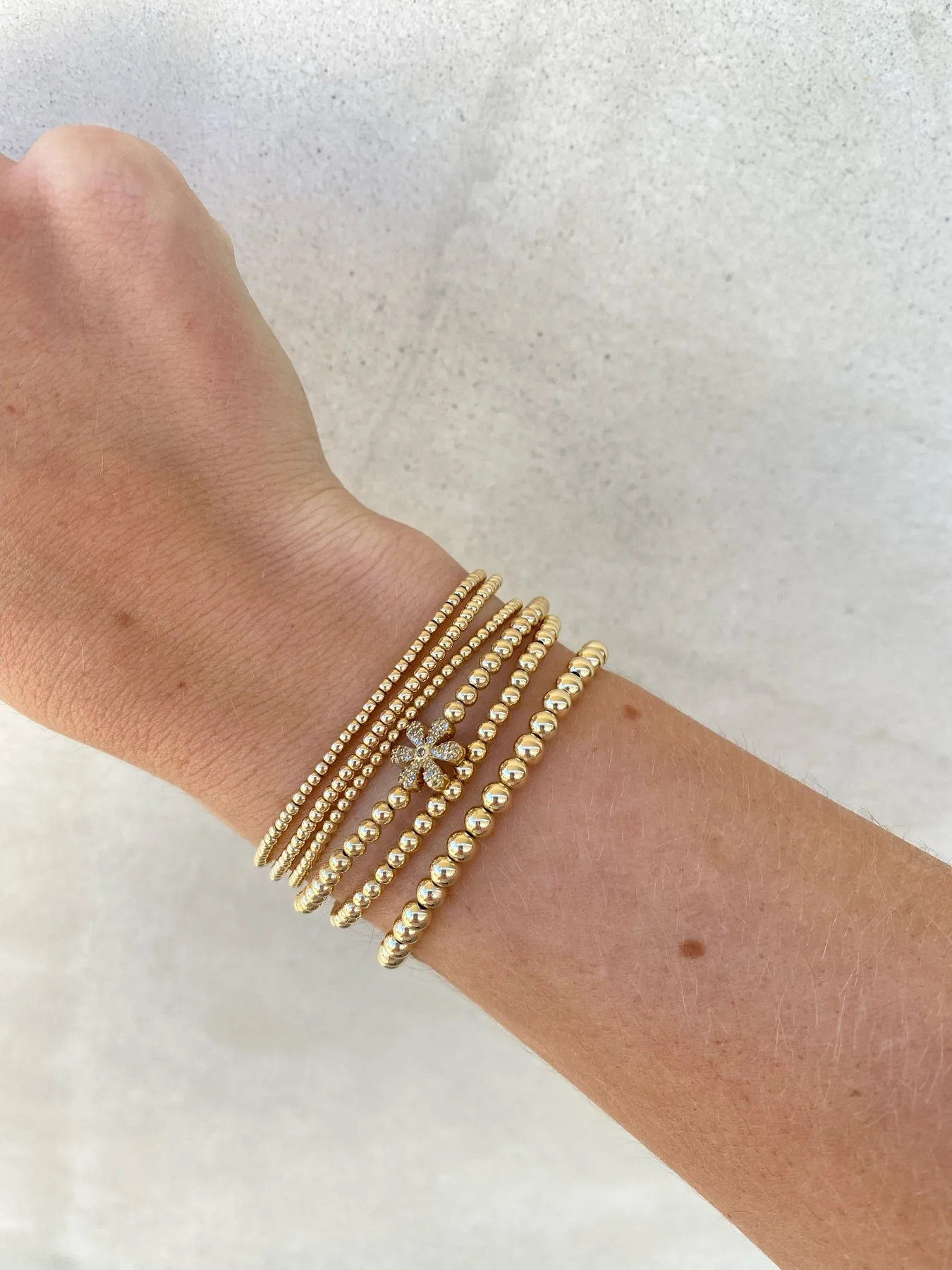 3mm Signature Bracelet With 14K Diamond Flower Bead