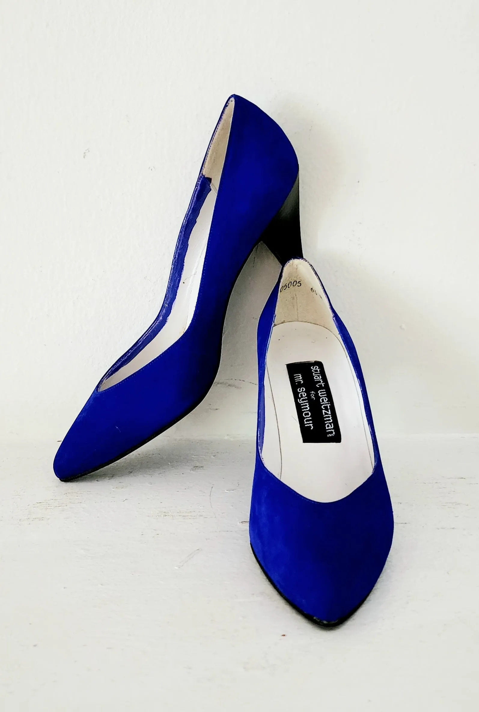 80s Blue Suede Pumps Stuart Weitzman Shoes Heels 6.5