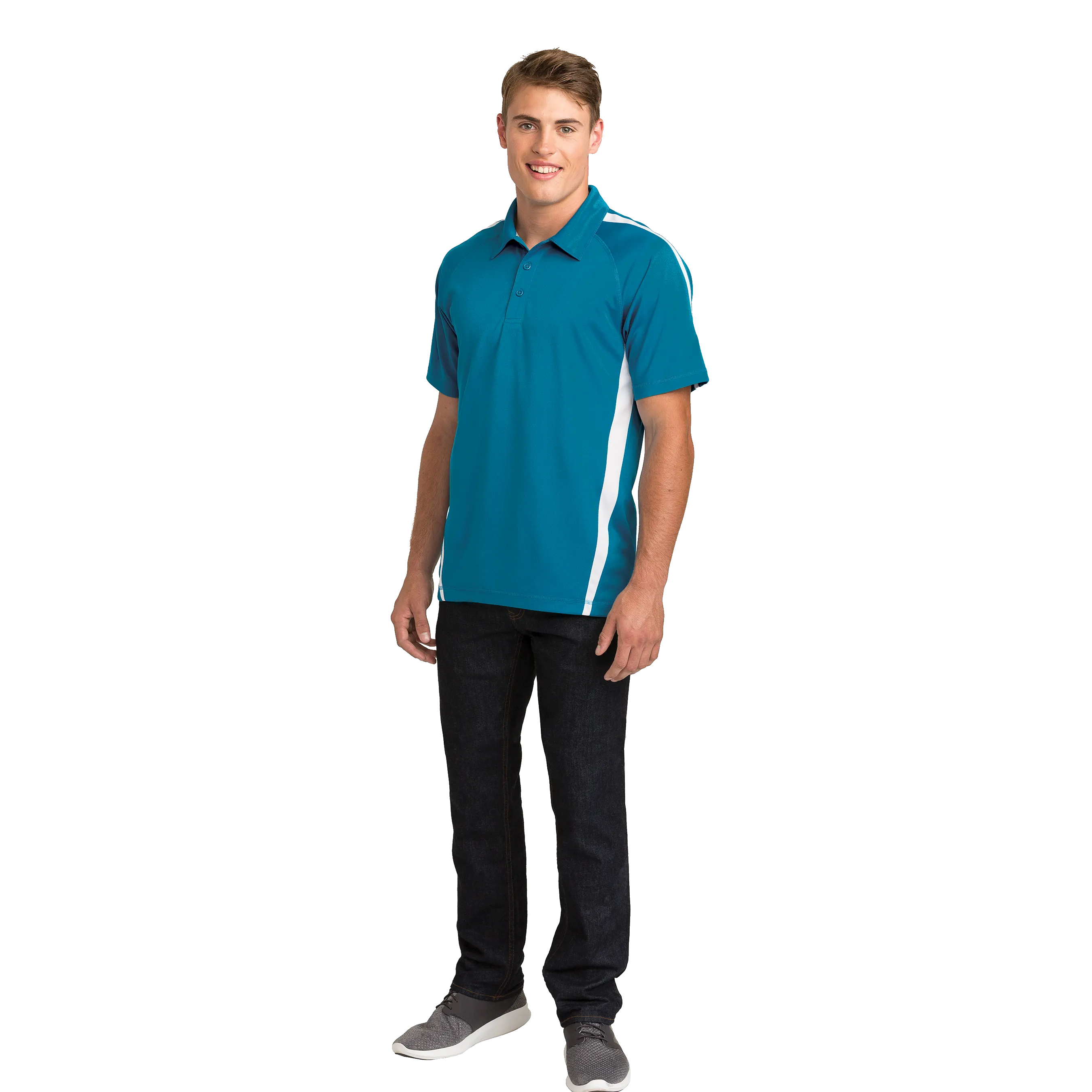 A1418M Mens Micro-Mesh Colorblock Polo