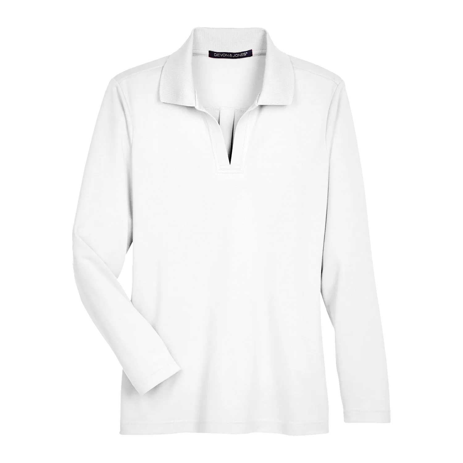 A2026W Ladies Plaited Long Sleeve Polo