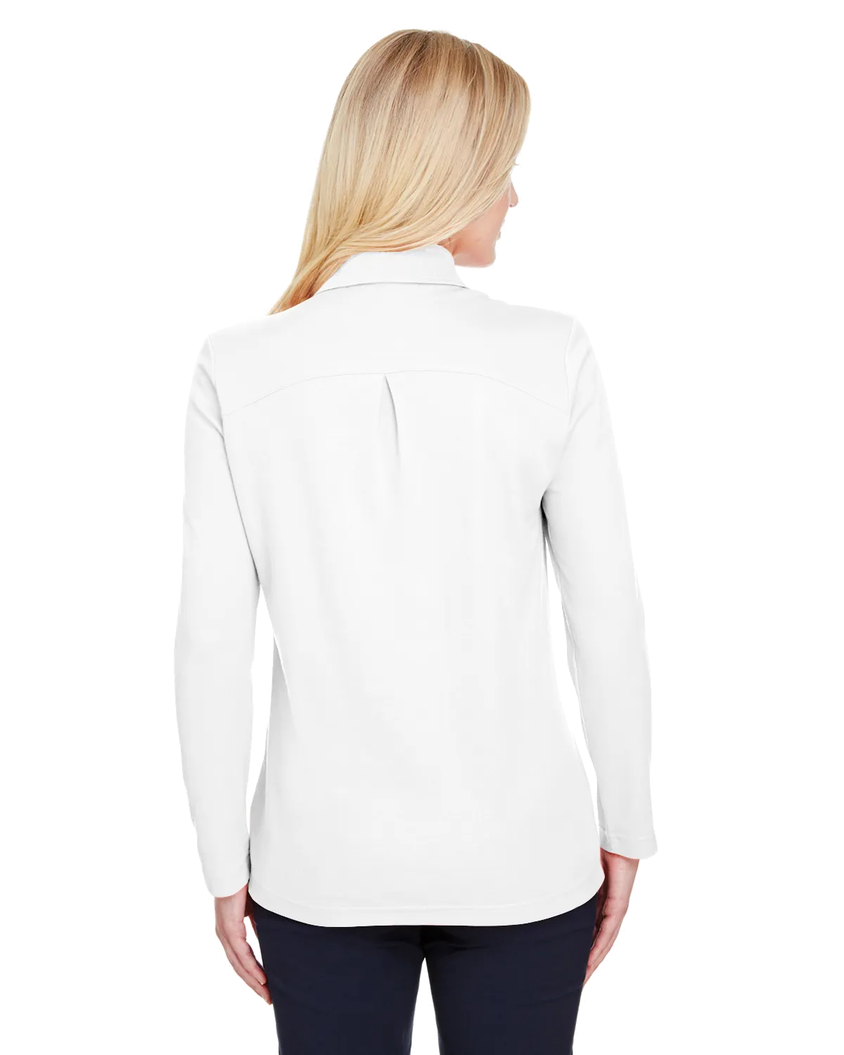 A2026W Ladies Plaited Long Sleeve Polo