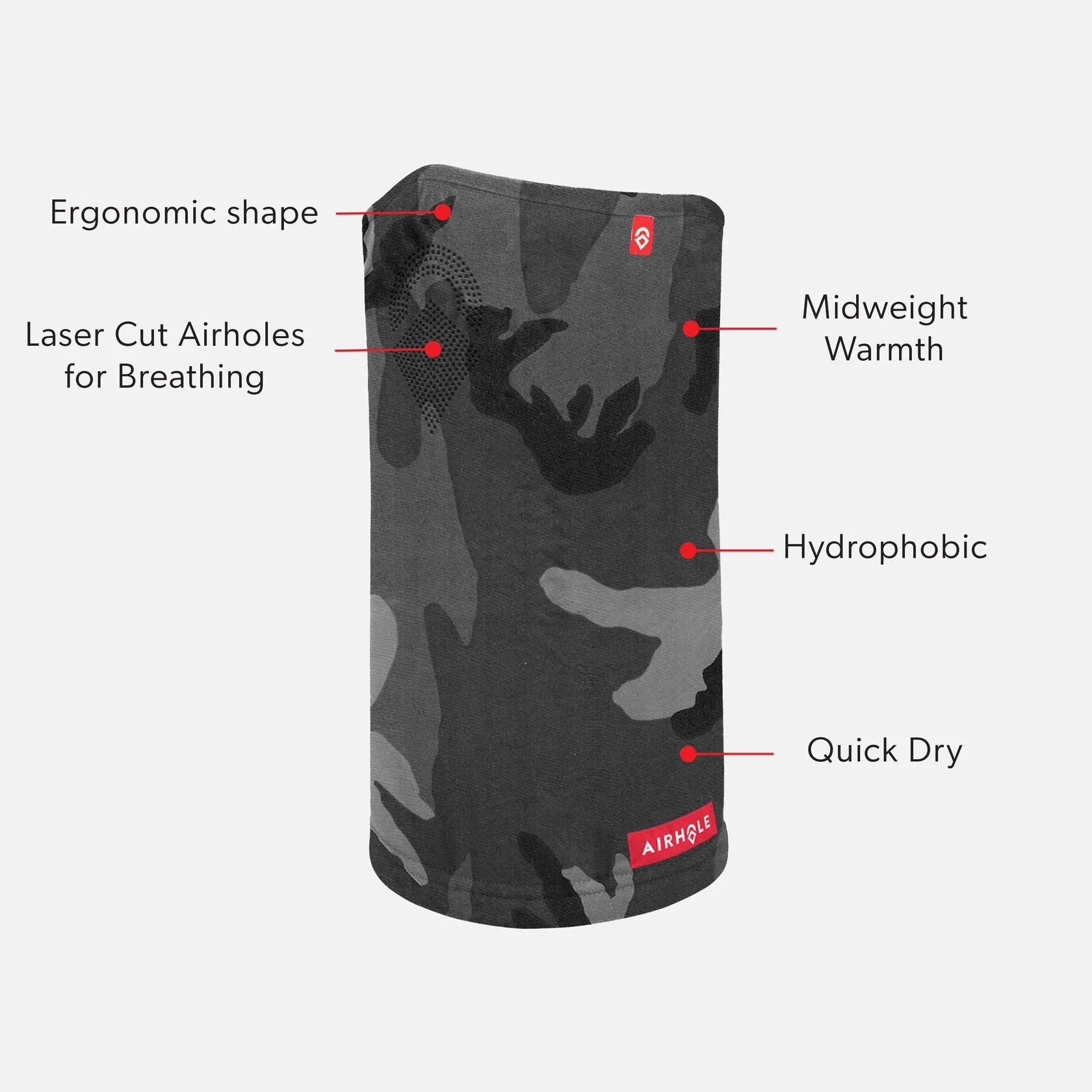 Airhole Airtube Ergo Laser Polar Fleece Facemask - Stealth Camo