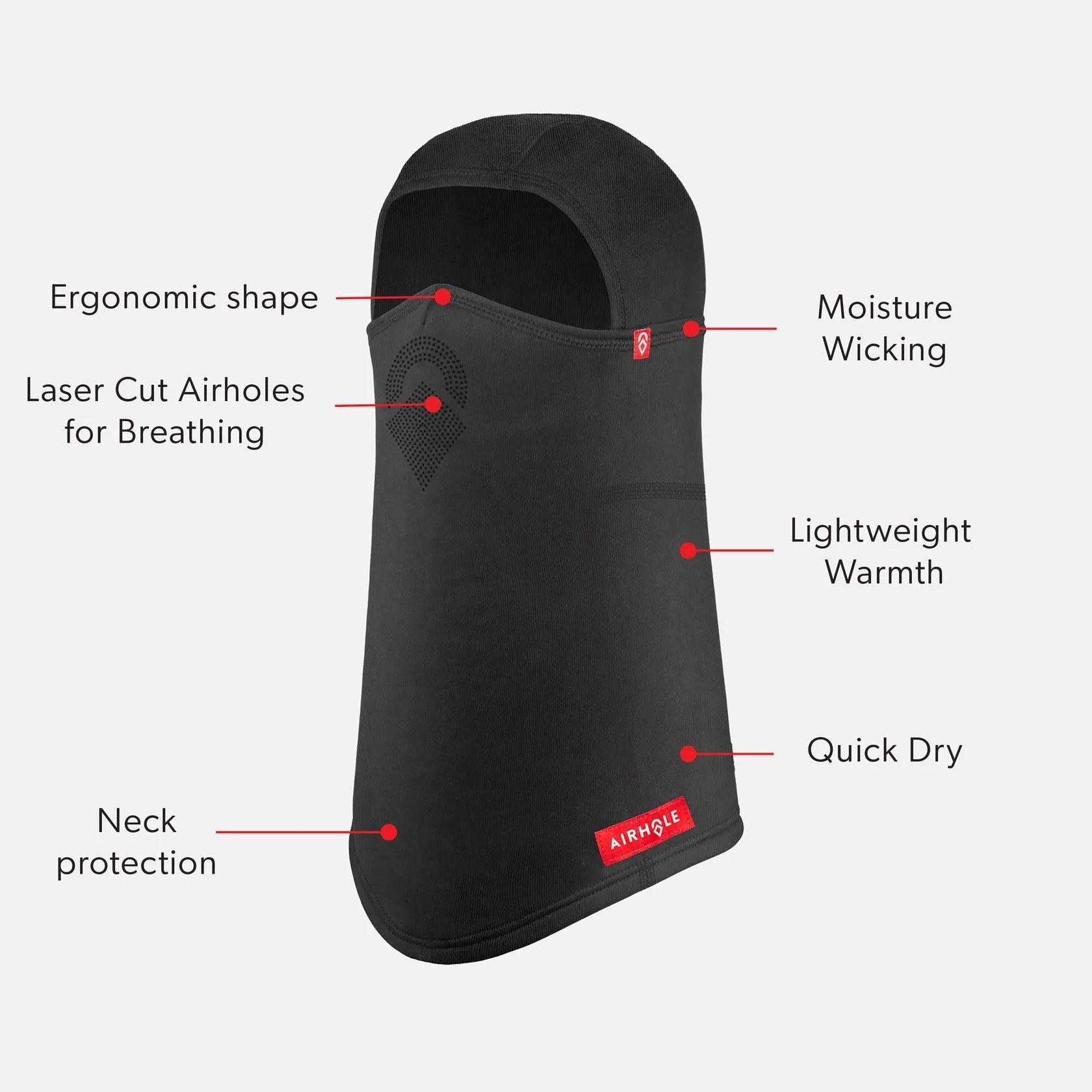 Airhole Laser Drytech Thermal Fleece Balaclava - Black