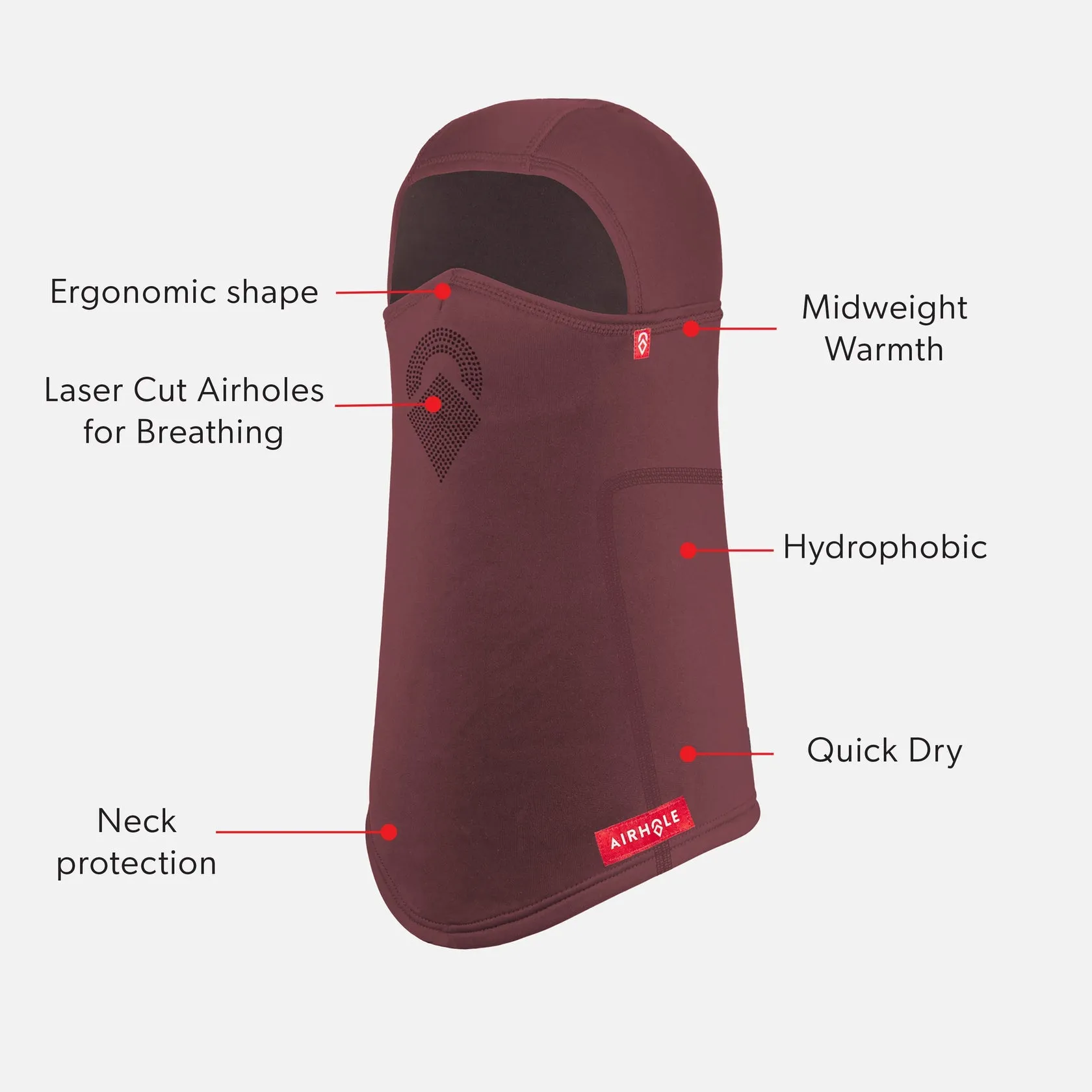 Airhole Laser Polar Fleece Balaclava - Maroon