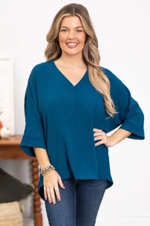 Blue V-Neck Airflow Top