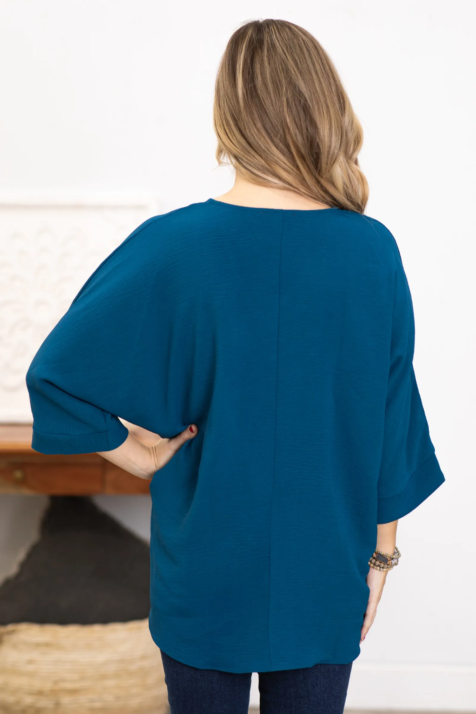 Blue V-Neck Airflow Top