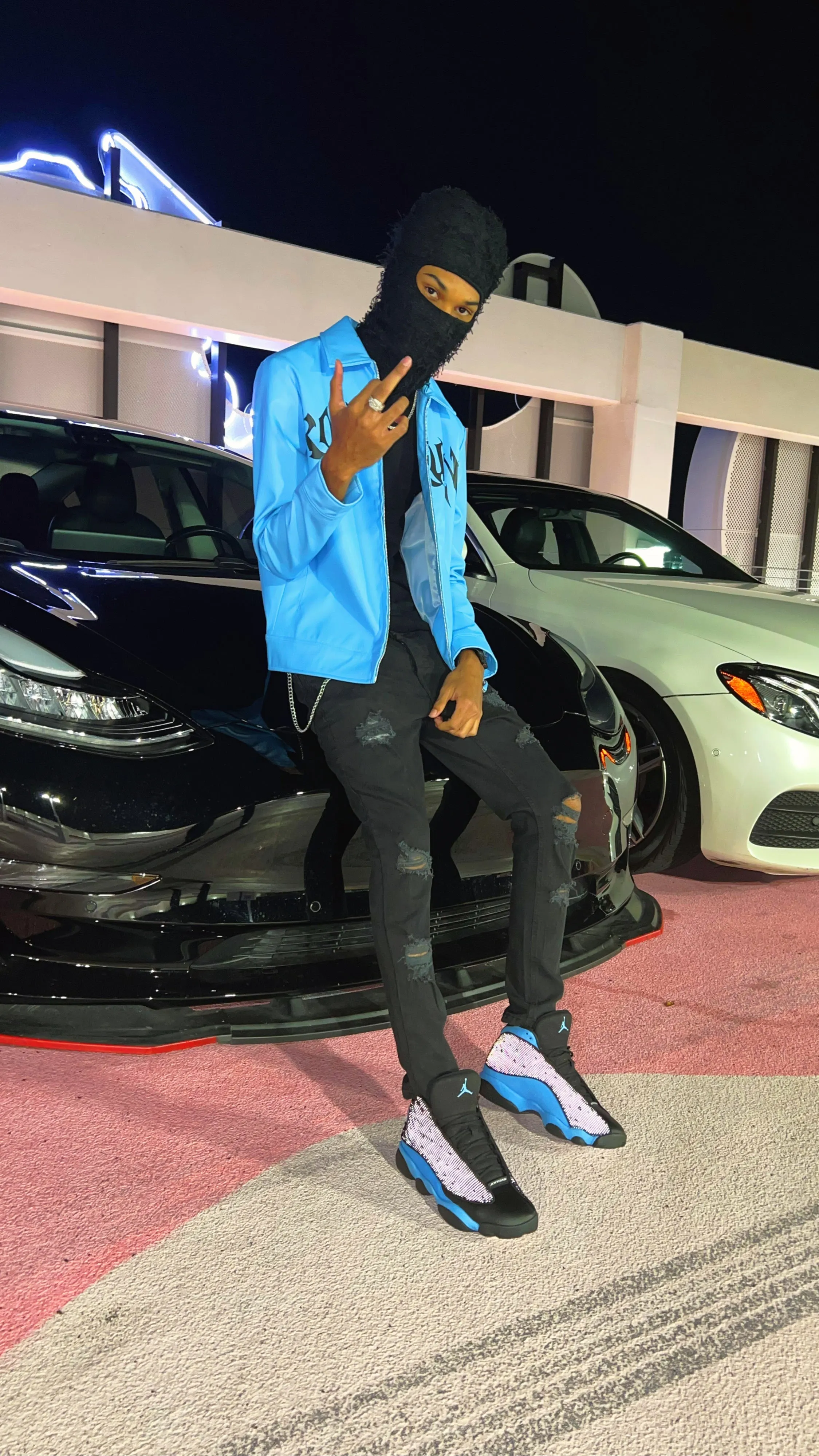 Blue/Black Leather Jacket