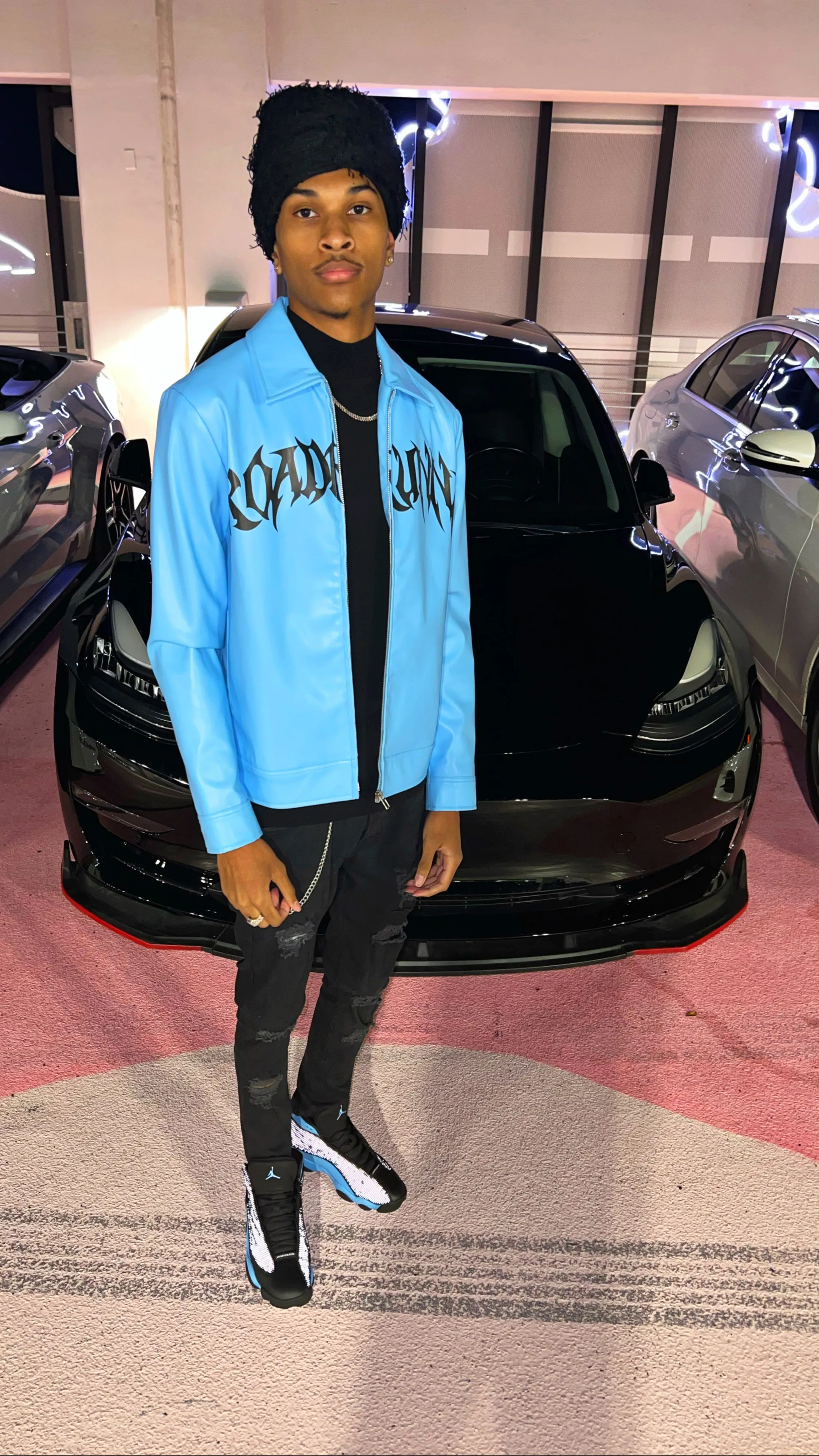 Blue/Black Leather Jacket
