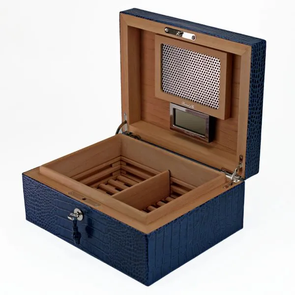Brizard and co. The "Airflow" Cigar Humidor - Indigo Croco Pattern (30/40 Count)