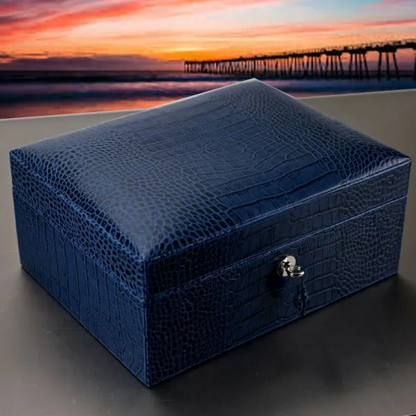 Brizard and co. The "Airflow" Cigar Humidor - Indigo Croco Pattern (30/40 Count)