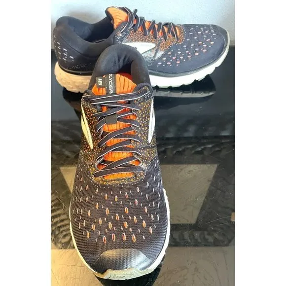 Brooks Mens Glycerin 16 Running Shoe Black/Orange Men’s Size 9.5.