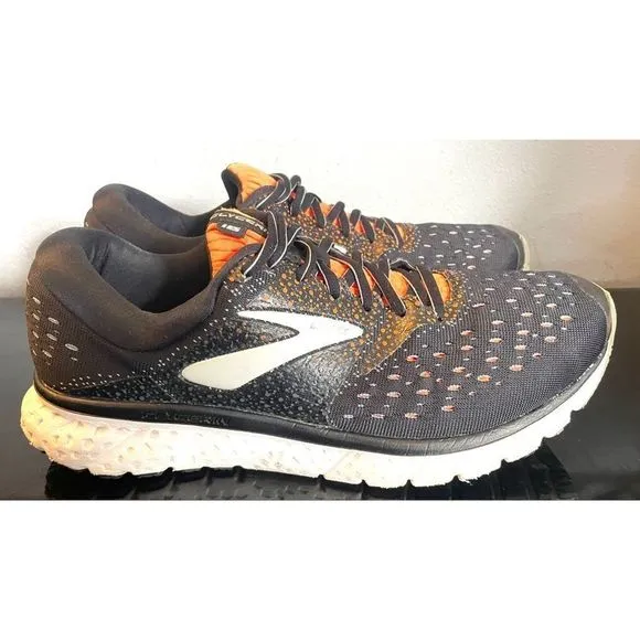 Brooks Mens Glycerin 16 Running Shoe Black/Orange Men’s Size 9.5.