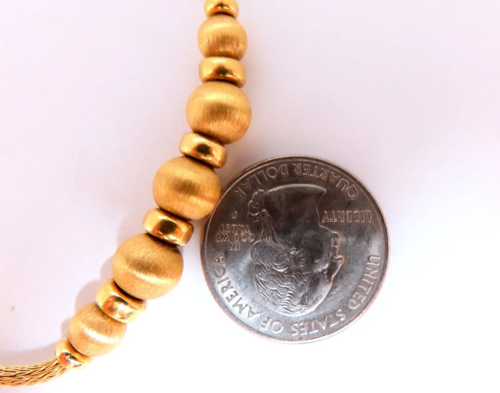 Brushed Rolling Ball Bead Necklace 14kt 15Grams 16.5 inch