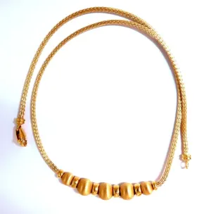 Brushed Rolling Ball Bead Necklace 14kt 15Grams 16.5 inch