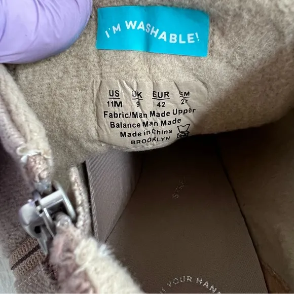 Bzees Brooklyn Washable Booties Lace Up Beige Fabric Size 11M