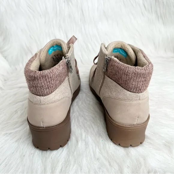 Bzees Brooklyn Washable Booties Lace Up Beige Fabric Size 11M