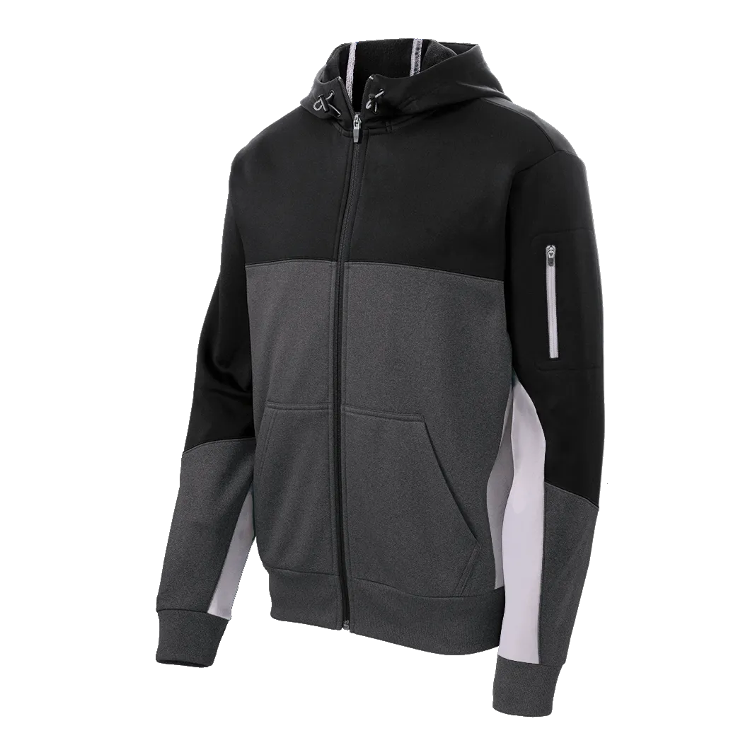 C1548 Mens Tech Fleece Colorblock Full-Zip Hooded Jacket