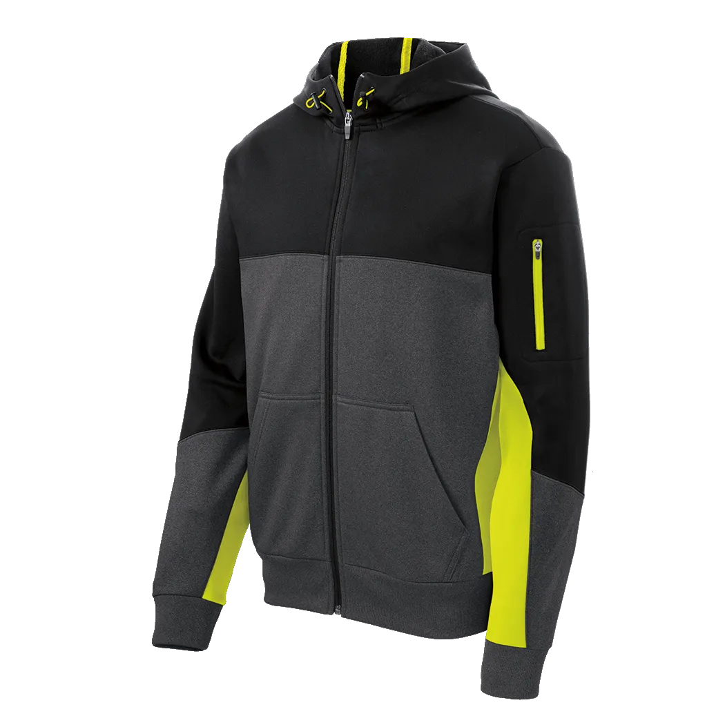 C1548 Mens Tech Fleece Colorblock Full-Zip Hooded Jacket