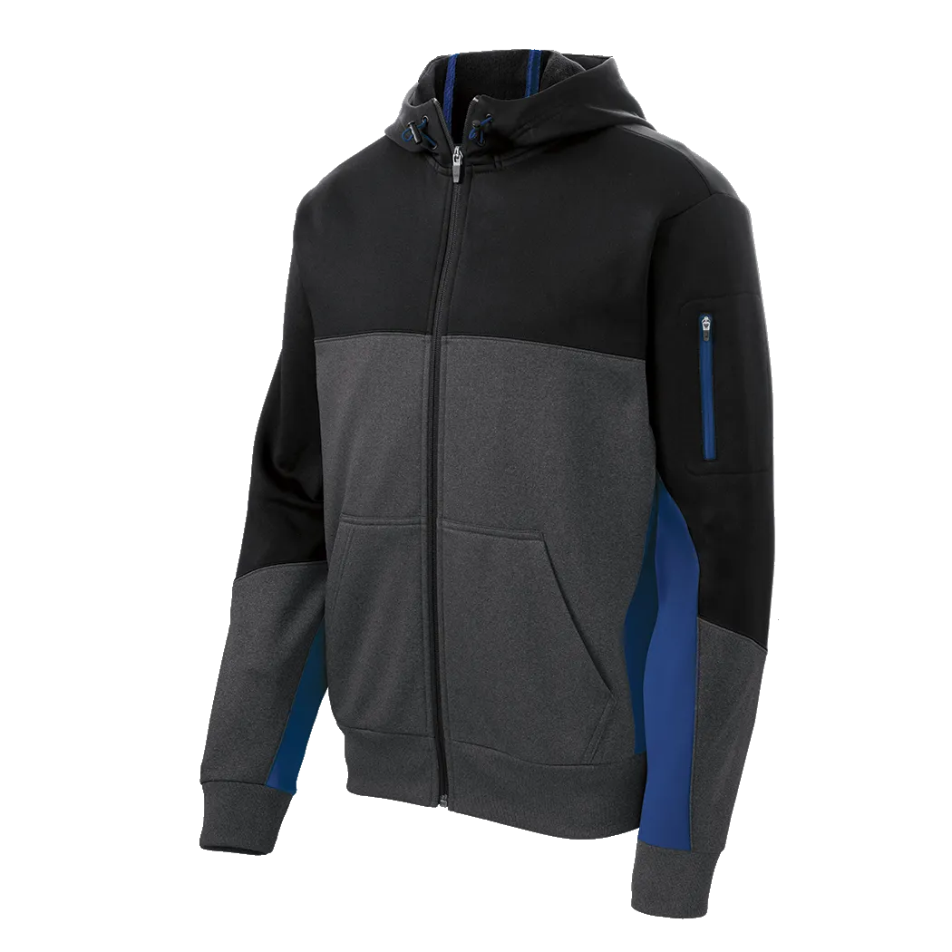 C1548 Mens Tech Fleece Colorblock Full-Zip Hooded Jacket