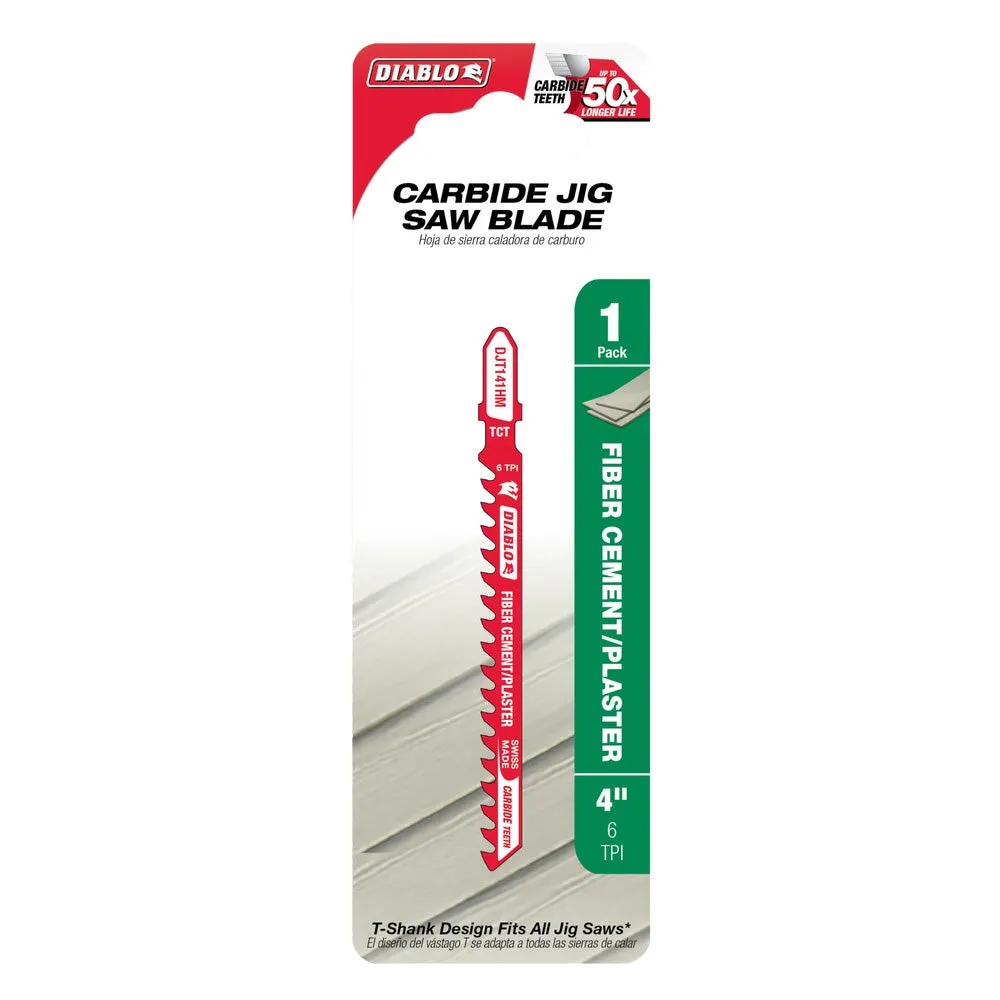 Diablo 4" 6 TPI Carbide T-Shank Jig Saw Blade for Fiber Cement & Plaster