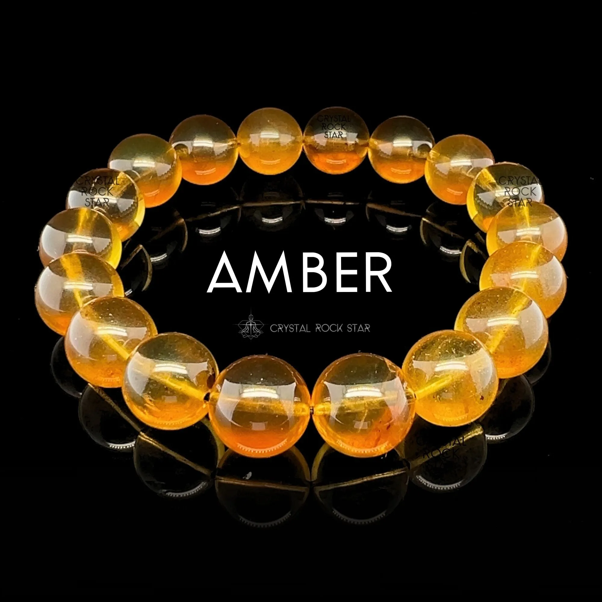 Genuine Amber 10mm Stretch Bracelet 6.25"
