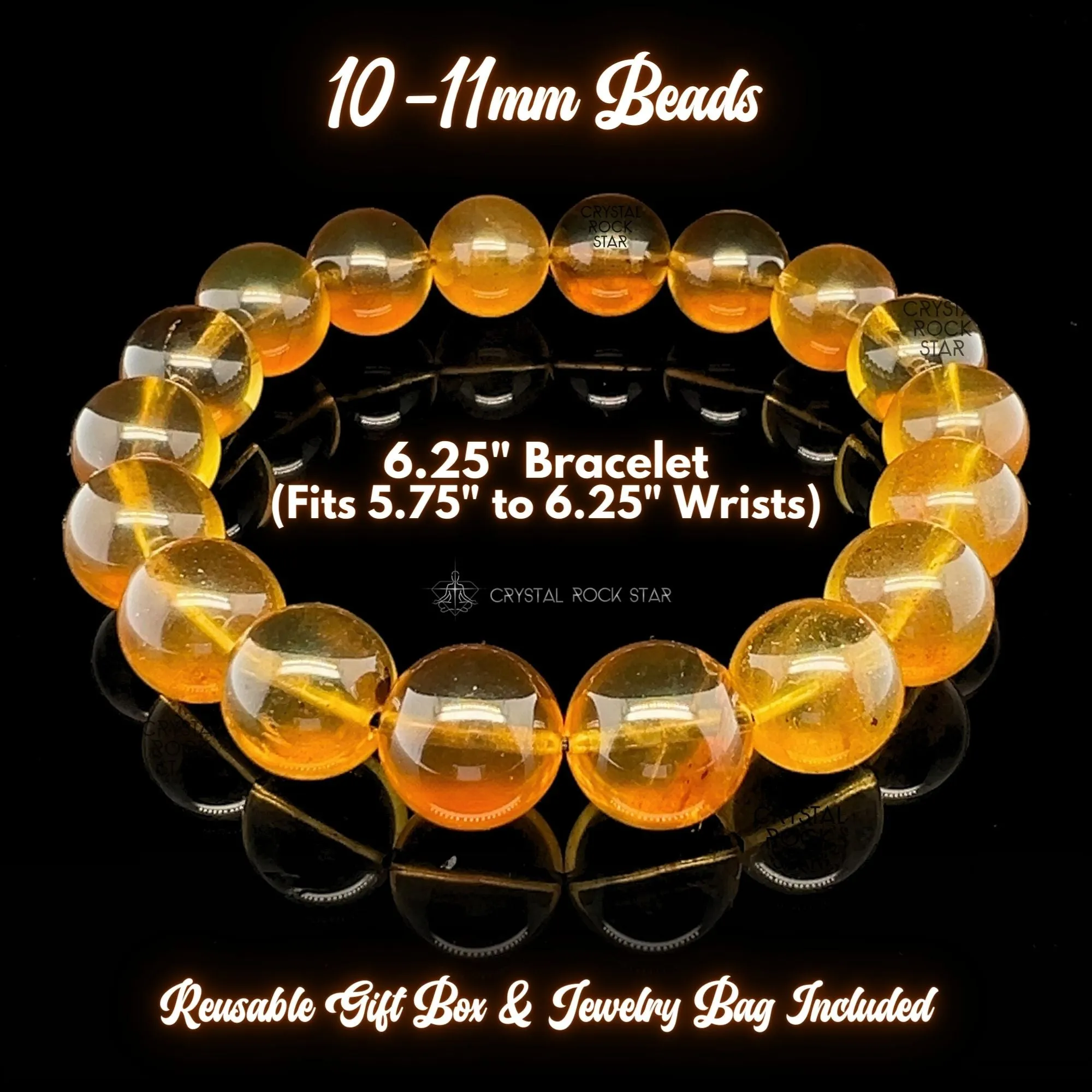 Genuine Amber 10mm Stretch Bracelet 6.25"