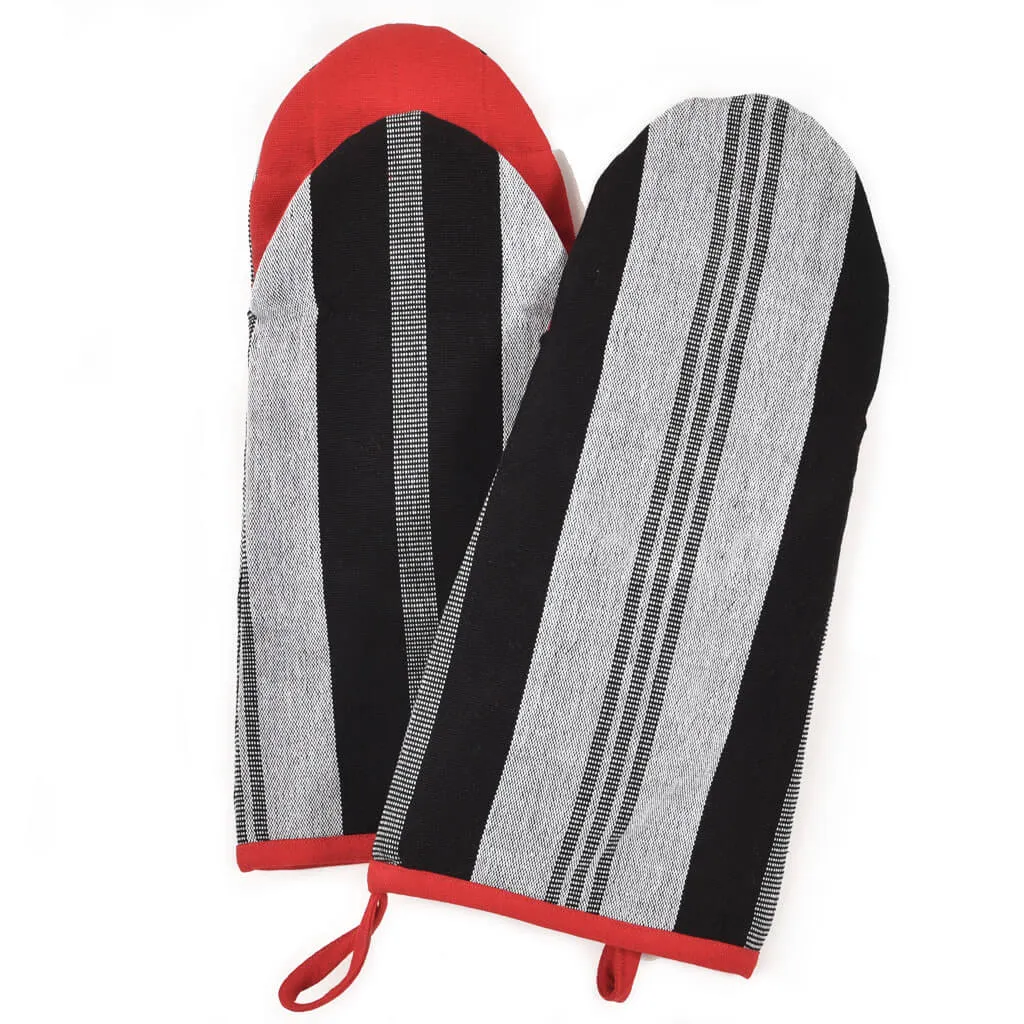 Hand Woven Barbecue Mitt | Black & Gray