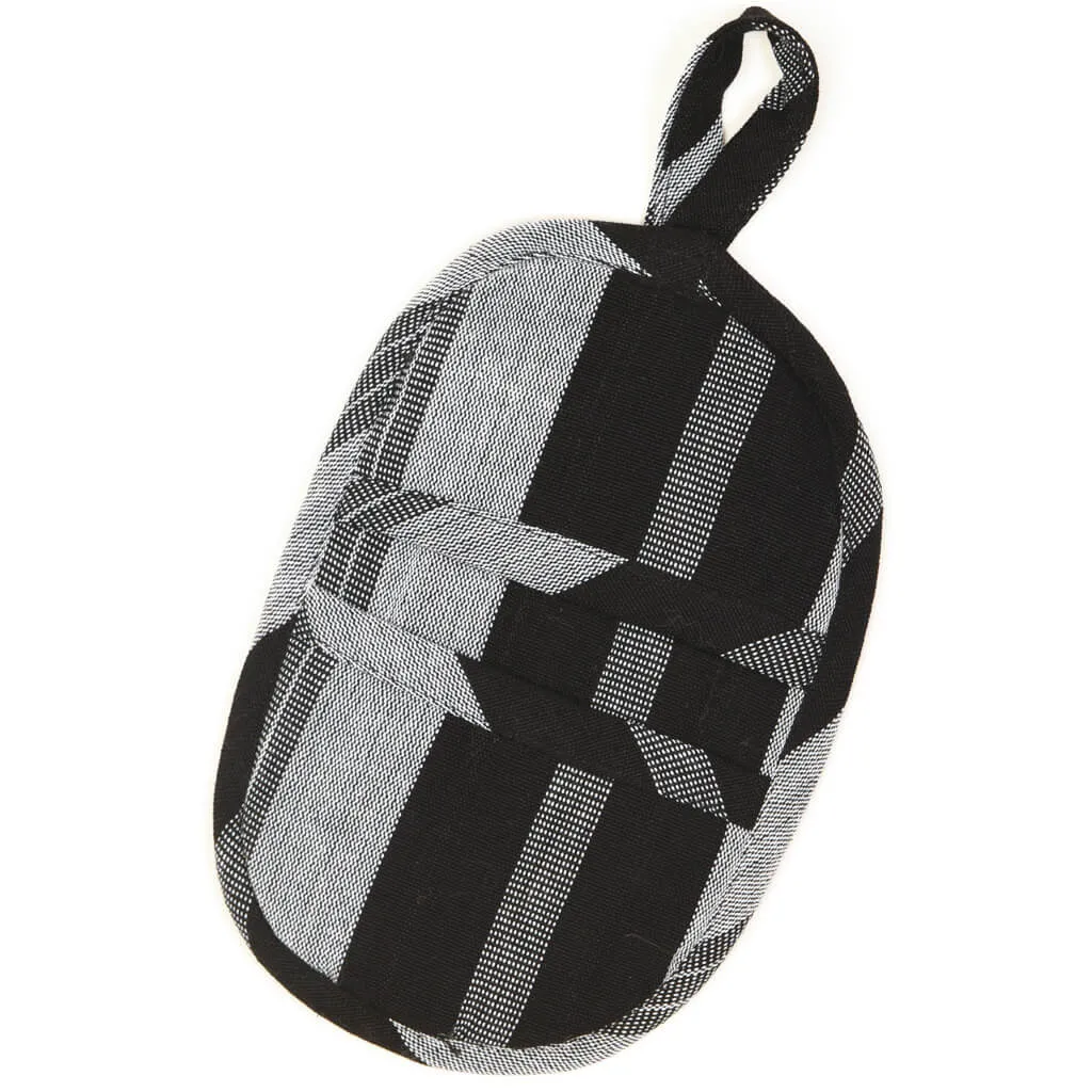 Hand Woven Mini Oven Mitt | Black & Gray Stripes