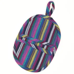 Hand Woven Mini Oven Mitt  | Cobalt Stripes