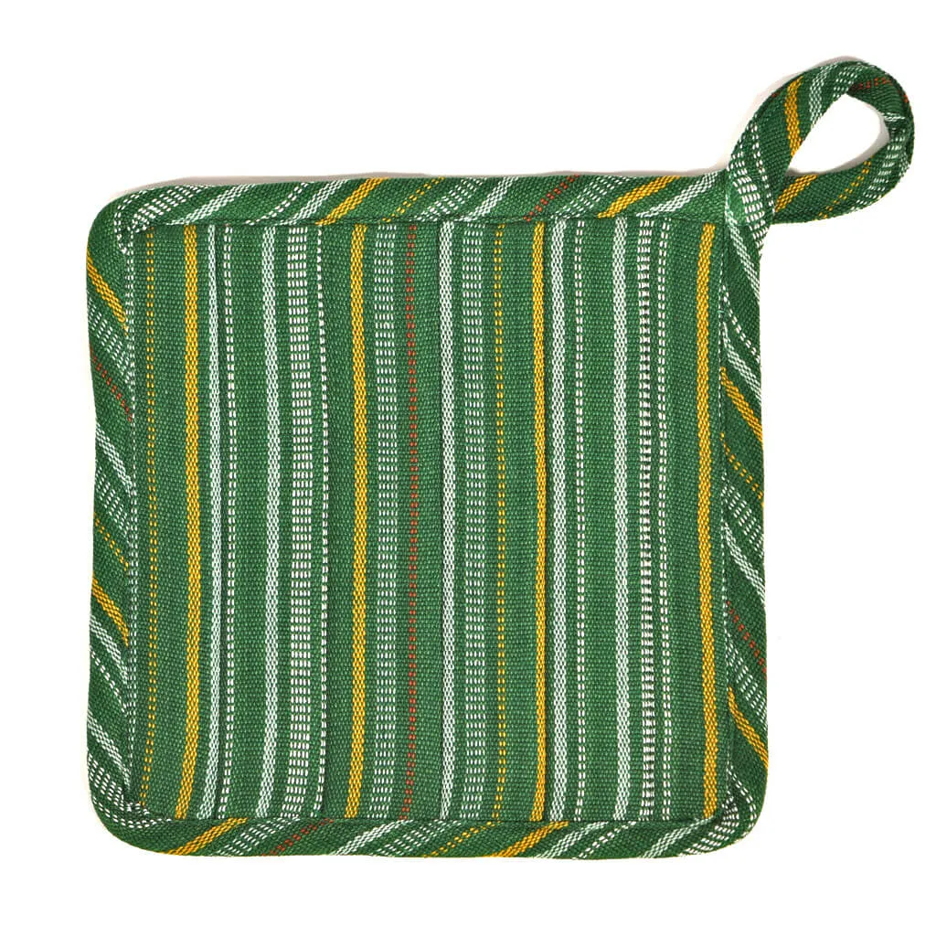 Hand Woven Square Pot Holder | Poblano Stripe