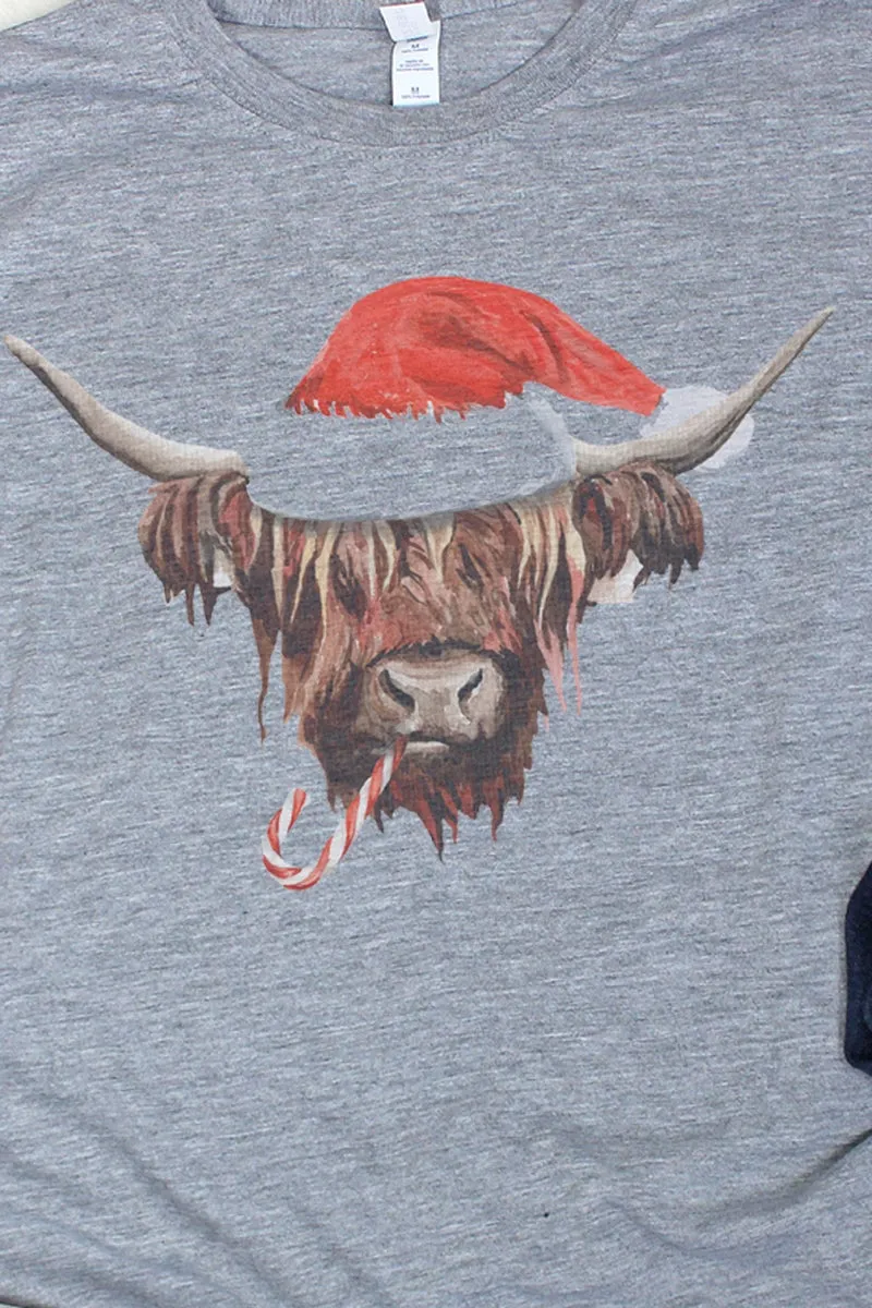 Highland Cow Christmas Unisex Dri-Power Poly Tee