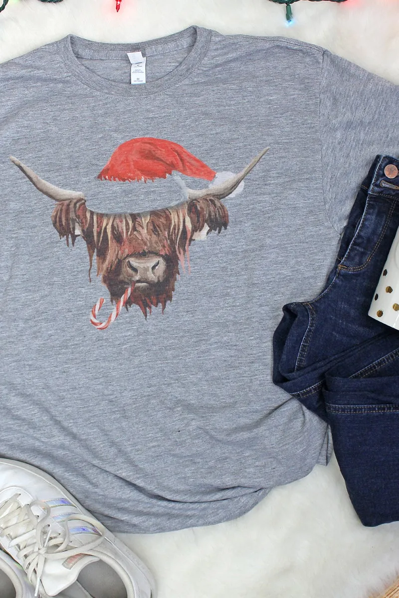 Highland Cow Christmas Unisex Dri-Power Poly Tee