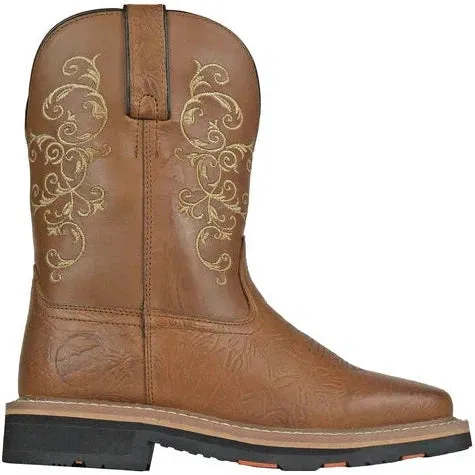 Hoss Women's Adah 9" Soft Toe Moisture Wicking Western Work Boot- Brown- 93025