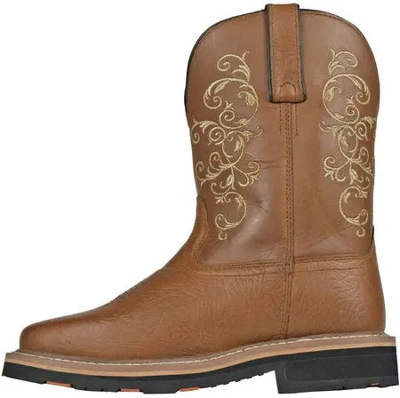 Hoss Women's Adah 9" Soft Toe Moisture Wicking Western Work Boot- Brown- 93025
