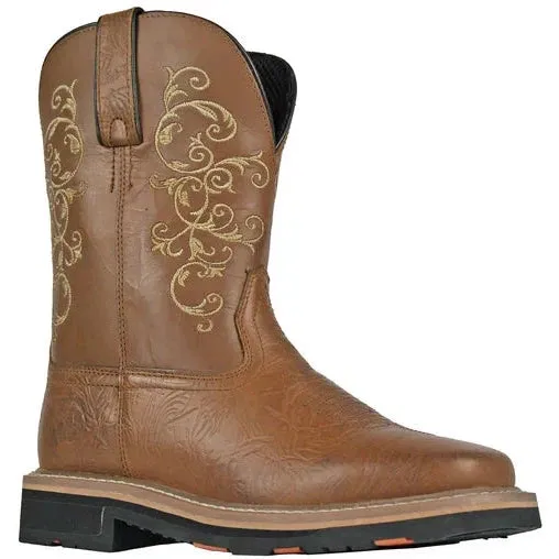 Hoss Women's Adah 9" Soft Toe Moisture Wicking Western Work Boot- Brown- 93025