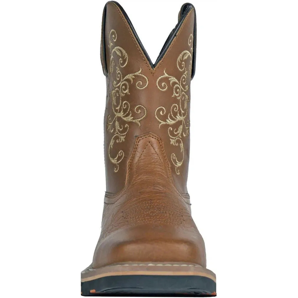 Hoss Women's Adah 9" Soft Toe Moisture Wicking Western Work Boot- Brown- 93025