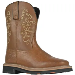 Hoss Women's Adah 9" Soft Toe Moisture Wicking Western Work Boot- Brown- 93025