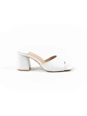 Jayda Shoes - Textured Slip-On Sandals with Block Heels
