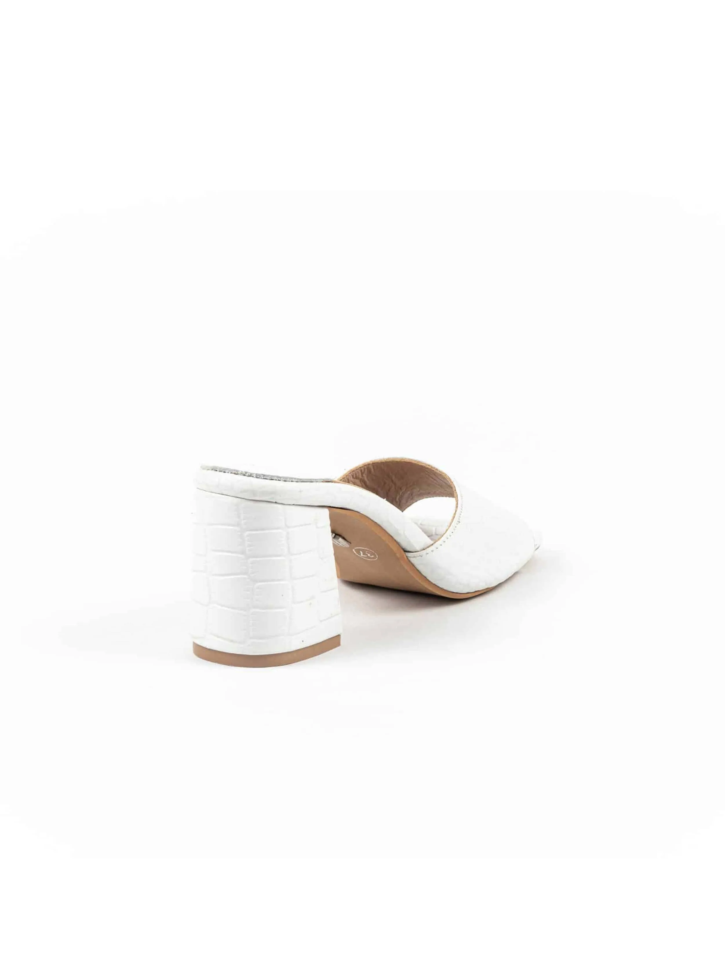 Jayda Shoes - Textured Slip-On Sandals with Block Heels