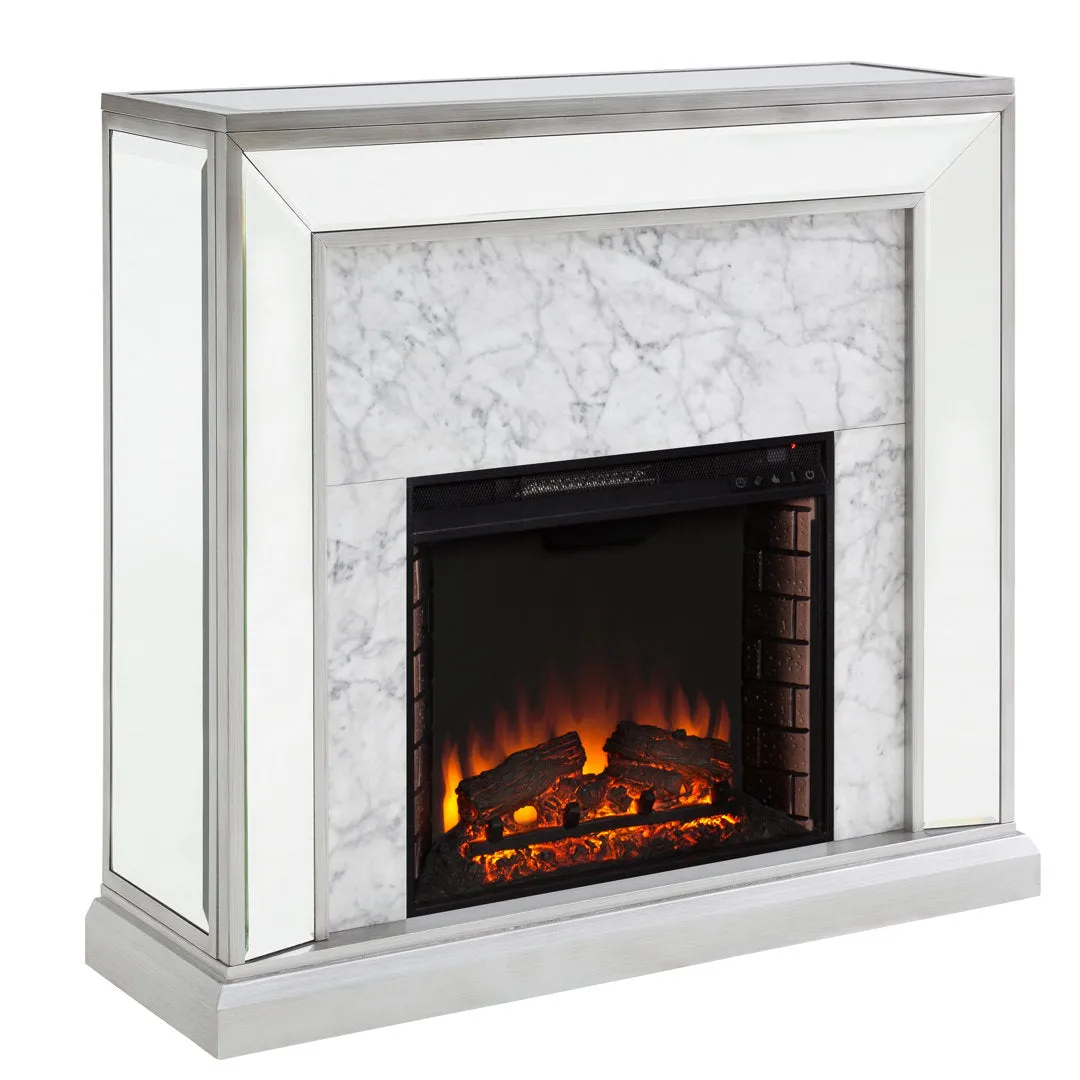 Keilanie Faux Marble Electric Fireplace Brayden Studio®