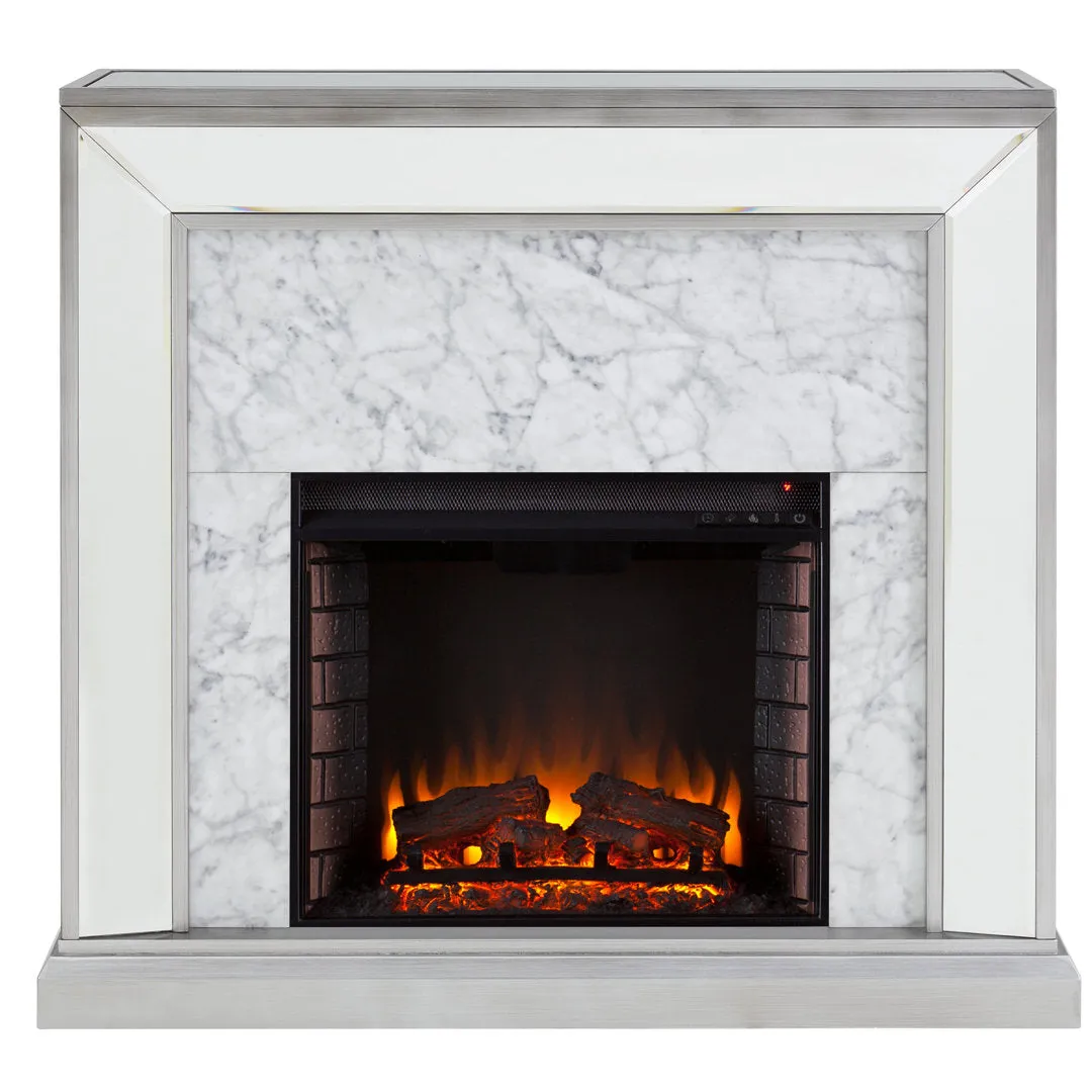 Keilanie Faux Marble Electric Fireplace Brayden Studio®