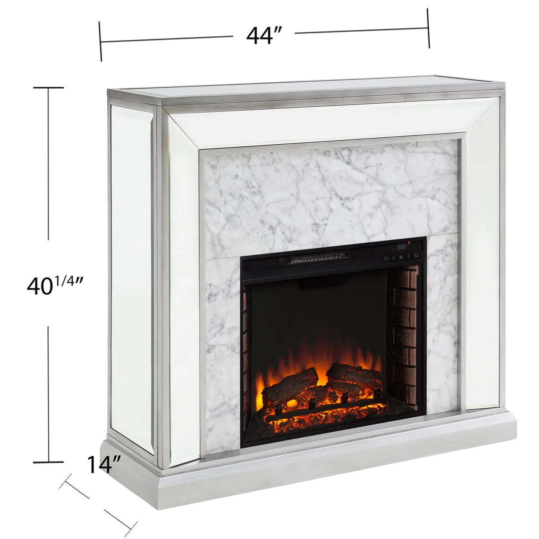 Keilanie Faux Marble Electric Fireplace Brayden Studio®