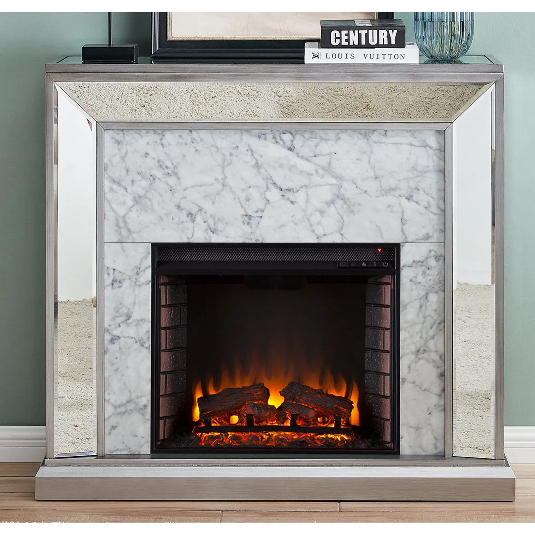 Keilanie Faux Marble Electric Fireplace Brayden Studio®