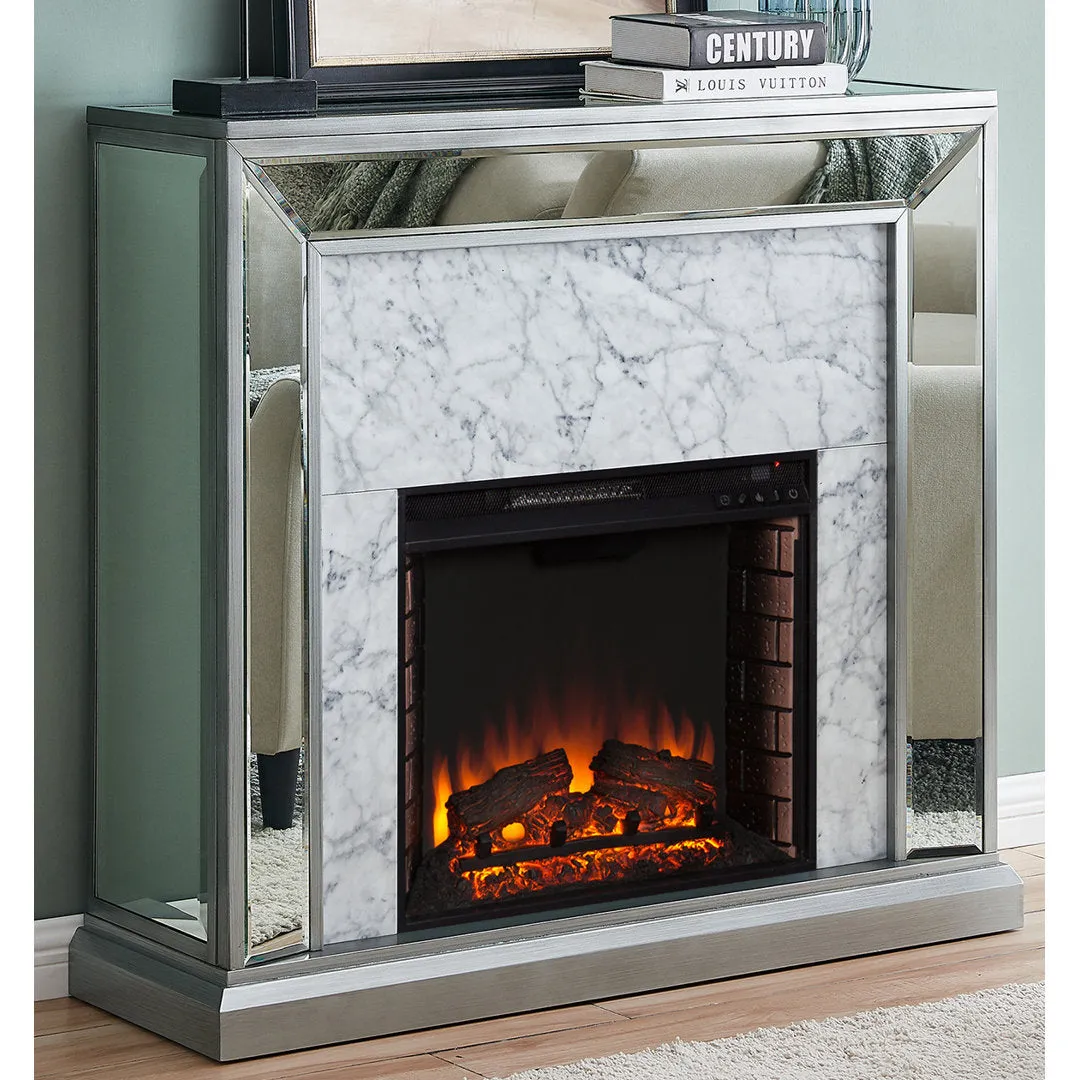 Keilanie Faux Marble Electric Fireplace Brayden Studio®